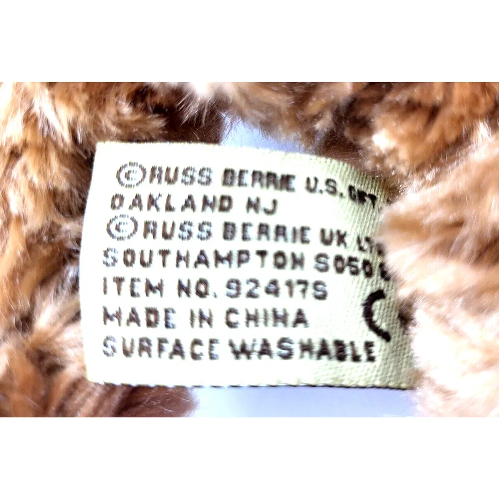 Russ Berrie ARCHIE Teddy Bear Plush UK Union Jack Sweater 9.5